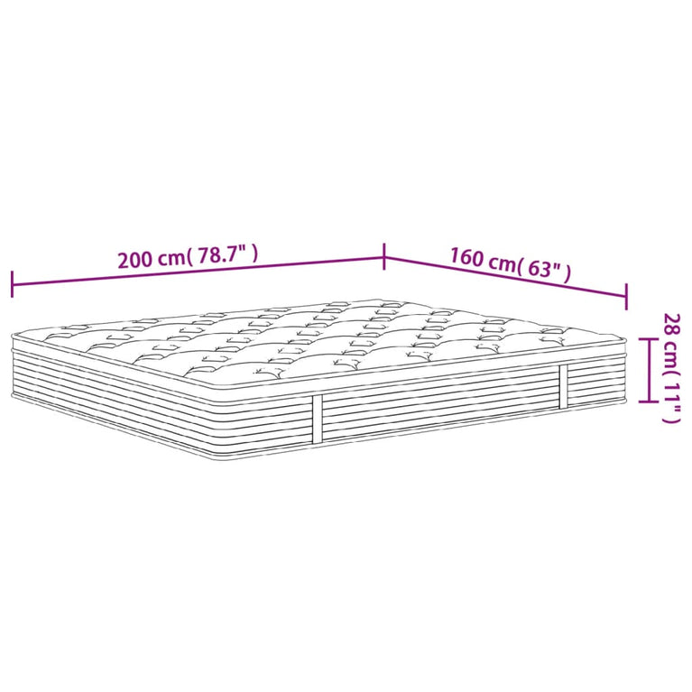 Pocketveringmatras middelhard-plus 160x200 cm Super King Size