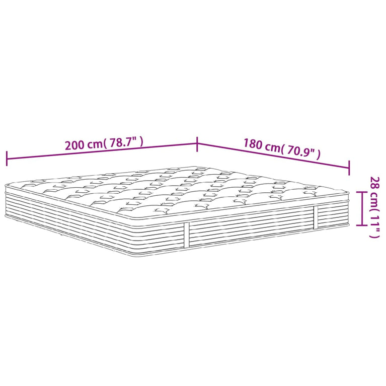 Pocketveringmatras middelhard-plus 180x200 cm