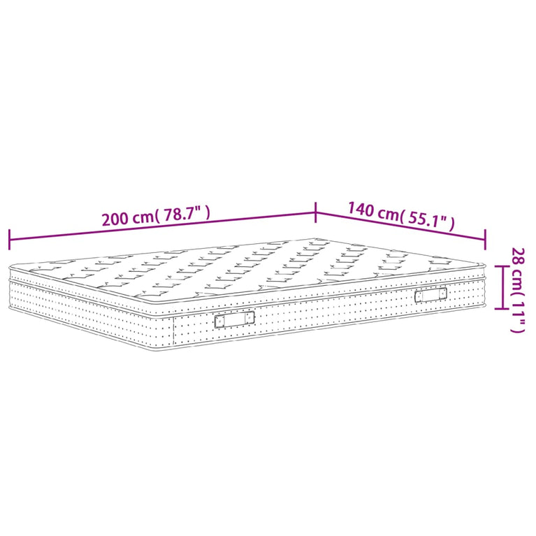 Pocketveringmatras middelhard-plus 140x200 cm