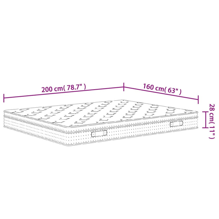 Pocketveringmatras middelhard-plus 160x200 cm Super King Size