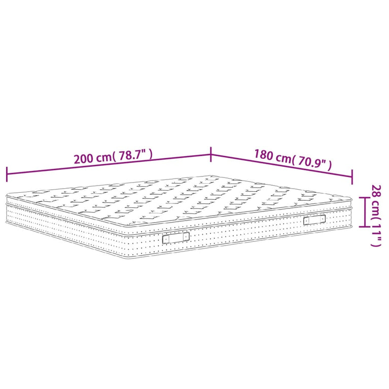 Pocketveringmatras middelhard-plus 180x200 cm