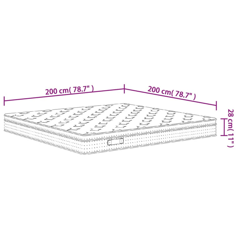 Pocketveringmatras middelhard-plus 200x200 cm