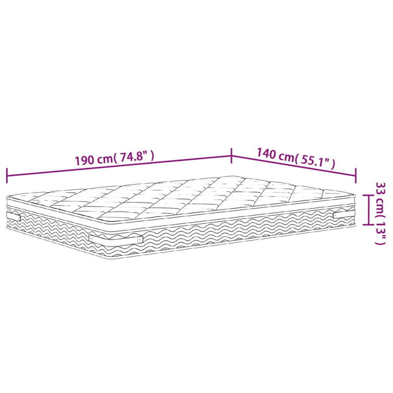 Pocketveringmatras middelhard-plus 140x190 cm