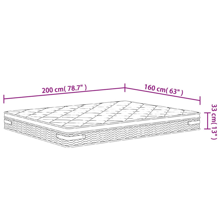 Pocketveringmatras middelhard-plus 160x200 cm Super King Size