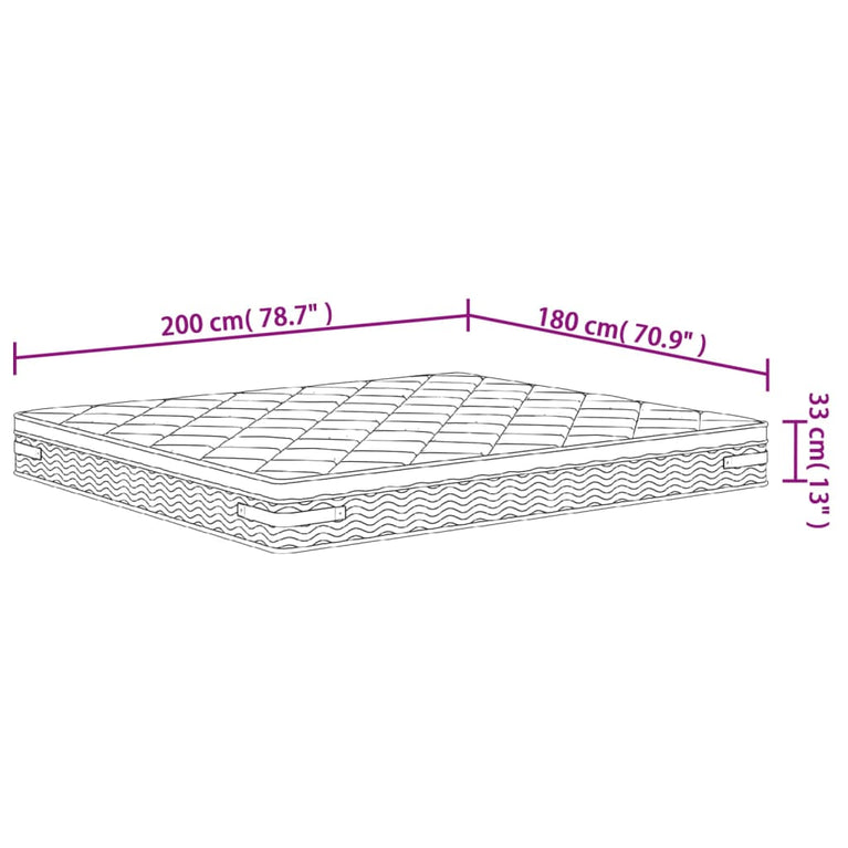 Pocketveringmatras middelhard-plus 180x200 cm