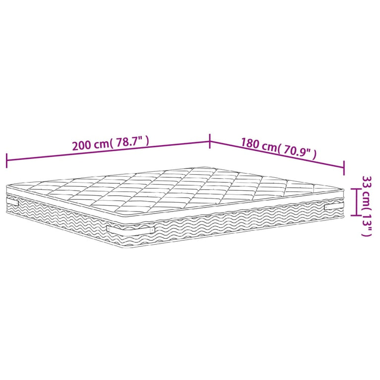 Pocketveringmatras middelhard-plus 180x200 cm