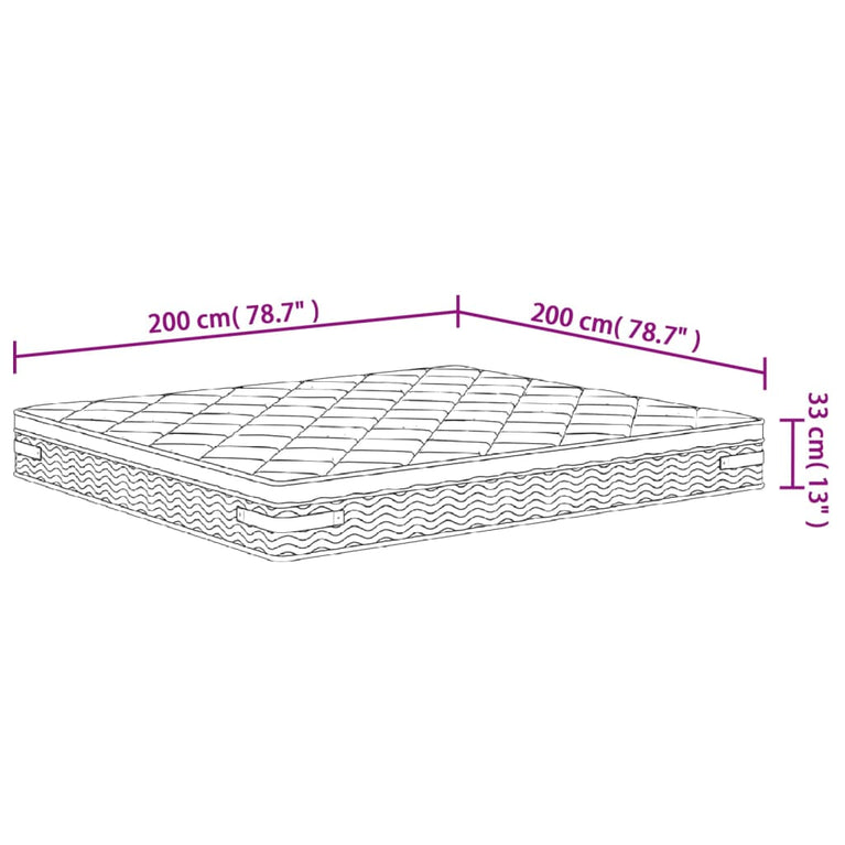 Pocketveringmatras middelhard-plus 200x200 cm