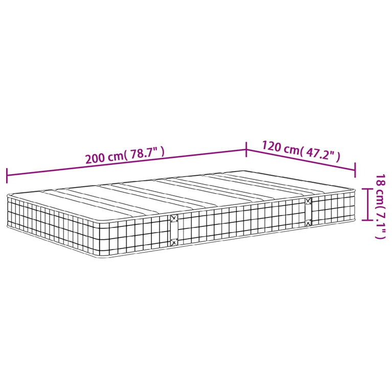 Binnenveringmatras middelhard 120x200 cm