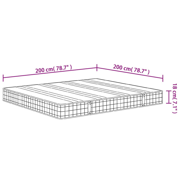 Binnenveringmatras middelhard 200x200 cm