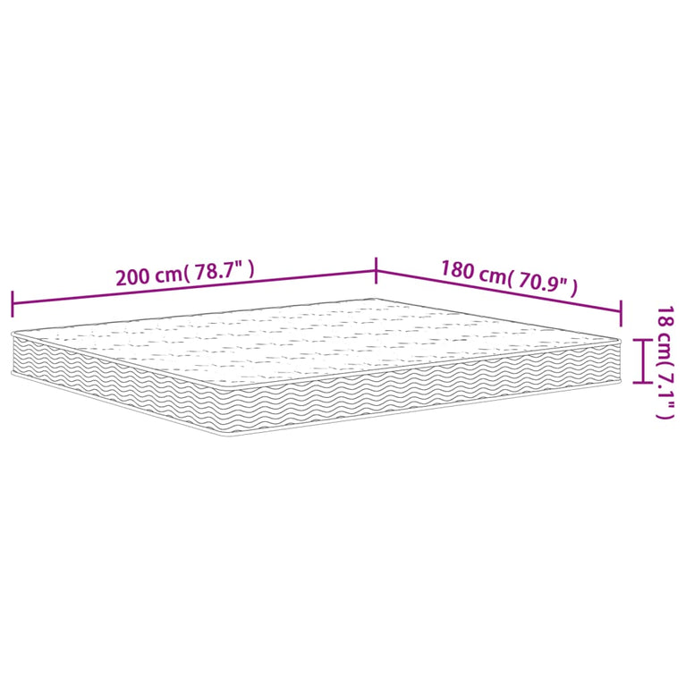 Binnenveringmatras middelhard 180x200 cm