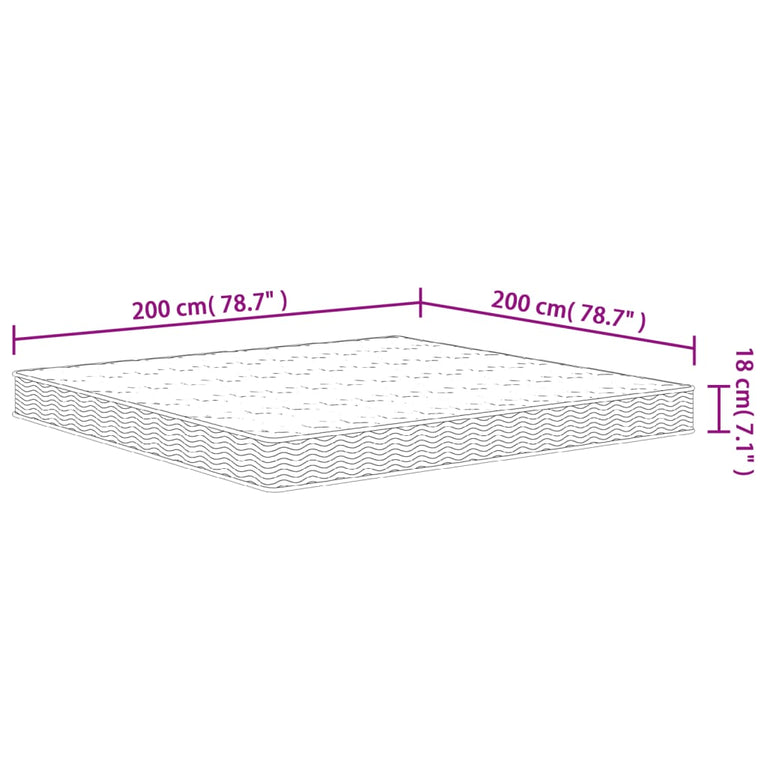 Binnenveringmatras middelhard 200x200 cm King Size