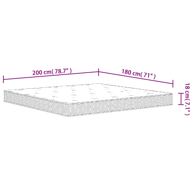 Binnenveringmatras middelhard 180x200 cm