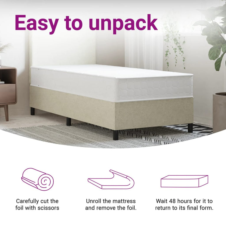 Pocketveringmatras middelhard-hard 90x190 cm Single Size