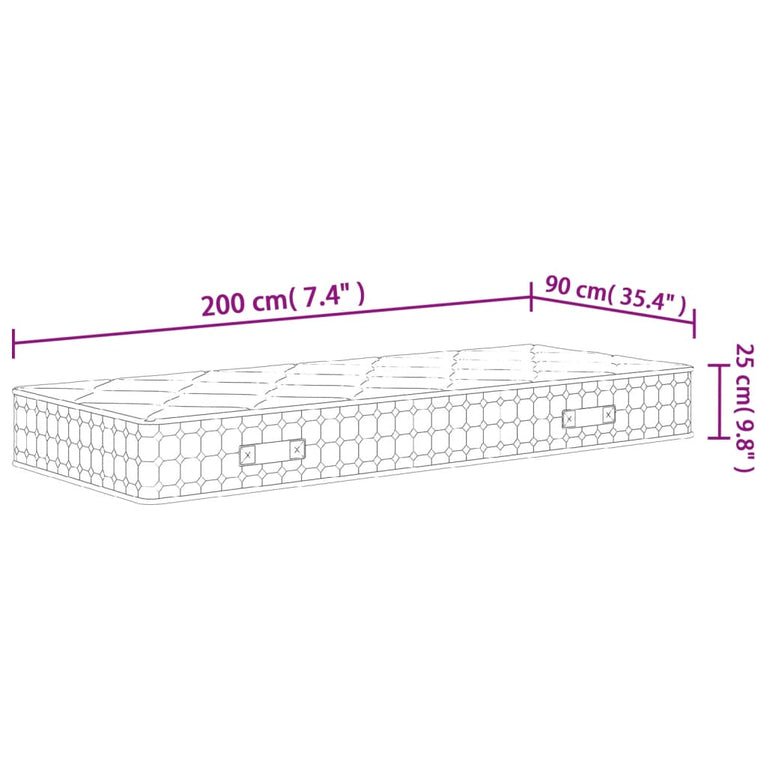 Pocketveringmatras middelhard-hard 90x200 cm