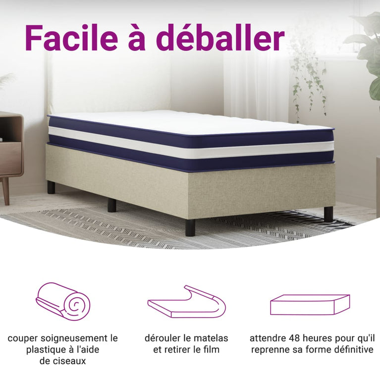 Pocketveringmatras middelhard-hard 90x190 cm Single Size