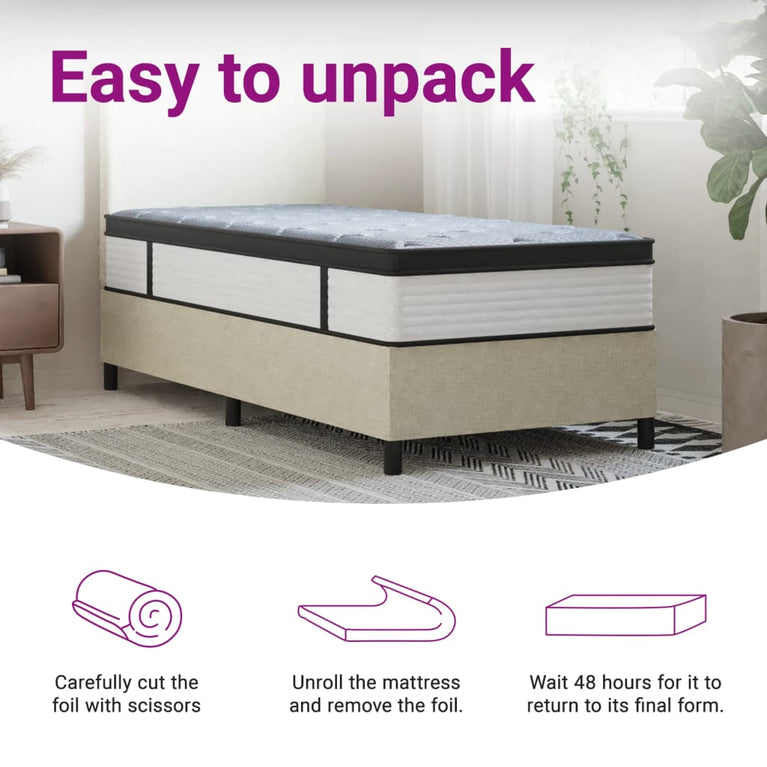 Pocketveringmatras middelhard-plus 90x190 cm Single Size