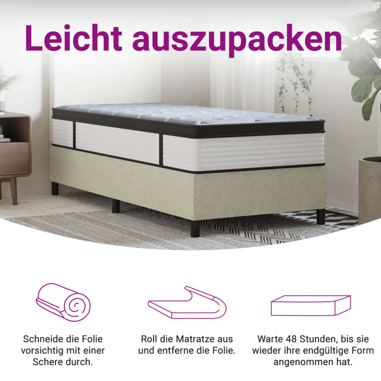 Pocketveringmatras middelhard-plus 70x200 cm