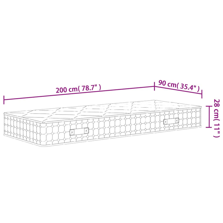 Pocketveringmatras middelhard-plus 90x200 cm