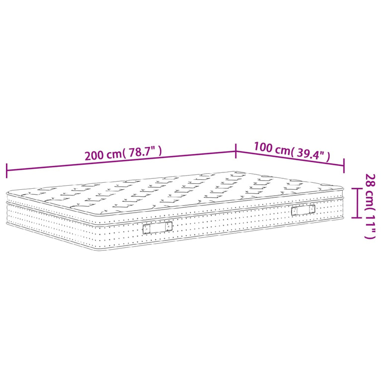 Pocketveringmatras middelhard-plus 100x200 cm