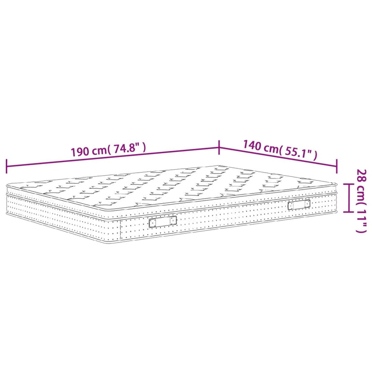 Pocketveringmatras middelhard-plus 140x190 cm