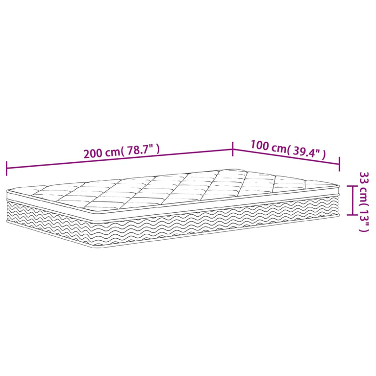 Pocketveringmatras middelhard-plus 100x200 cm