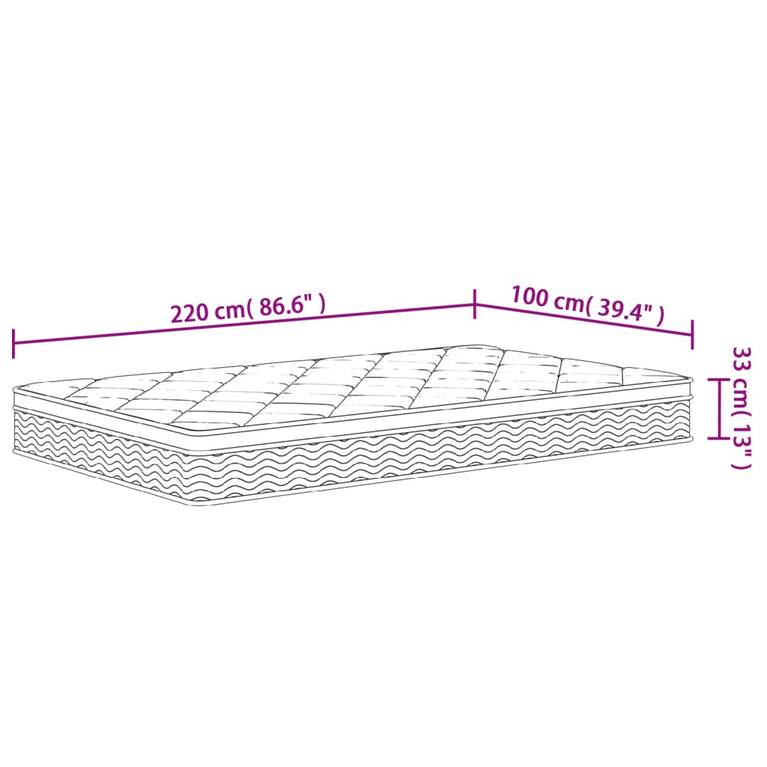 Pocketveringmatras middelhard-plus 100x220 cm