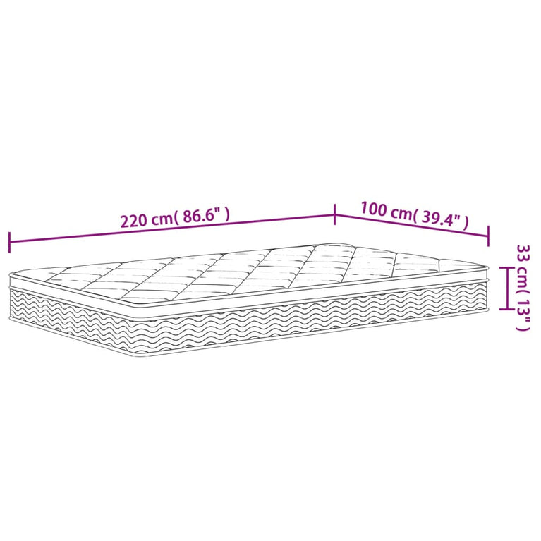Pocketveringmatras middelhard-plus 100x220 cm