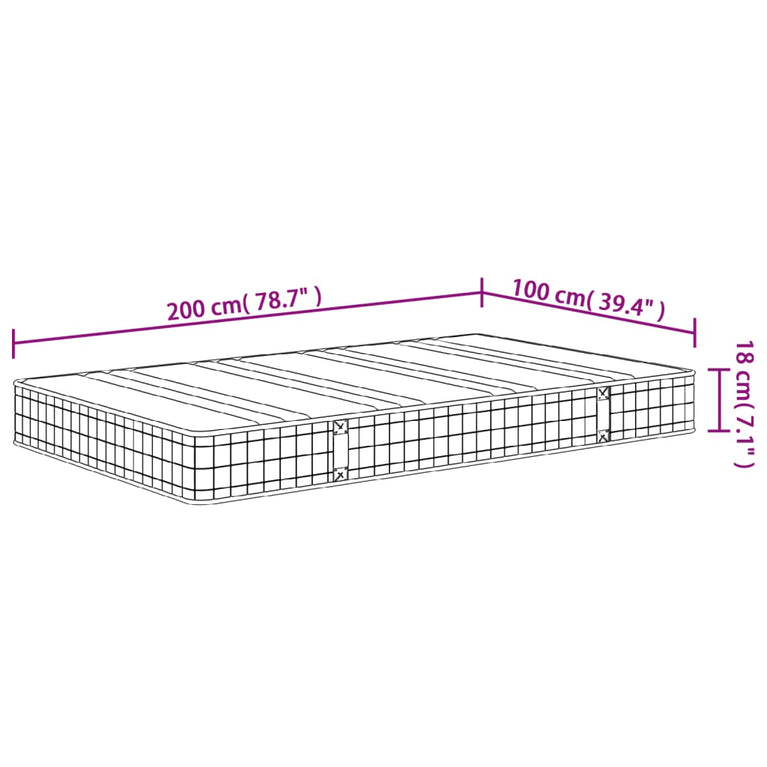 Binnenveringmatras middelhard 100x200 cm