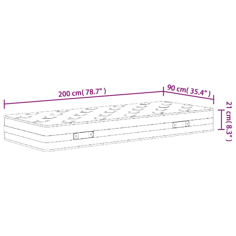 Binnenveringmatras middelhard 90x200 cm
