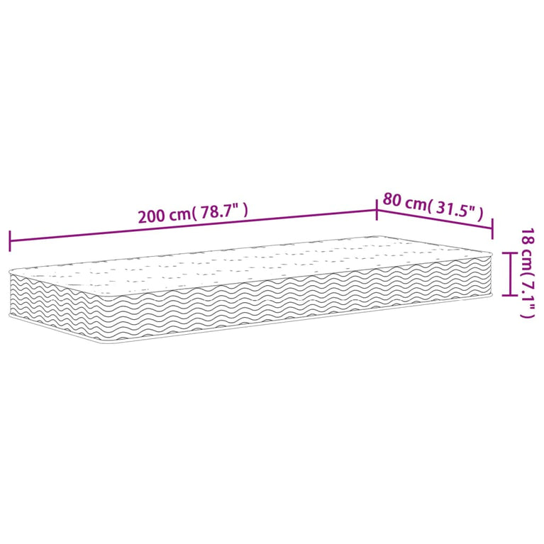 Binnenveringmatras middelhard 80x200 cm