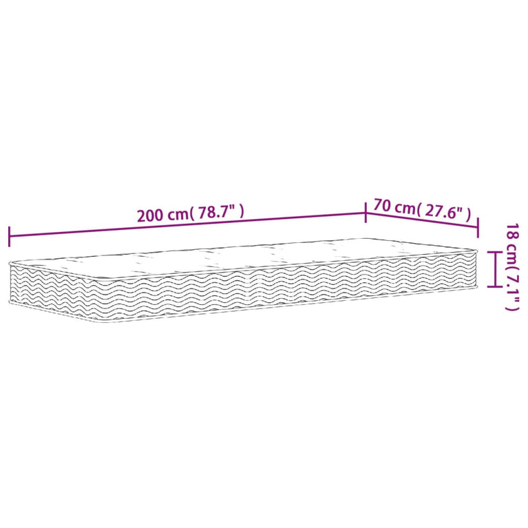 Binnenveringmatras middelhard 70x200 cm