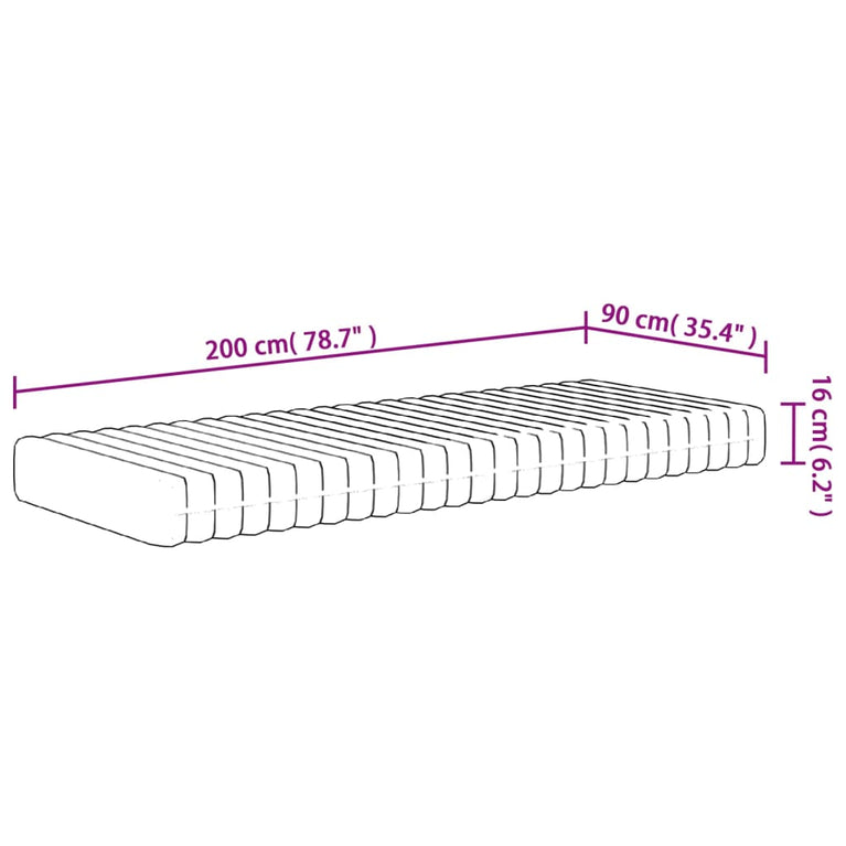 Schuimmatras middelzacht 90x200 cm