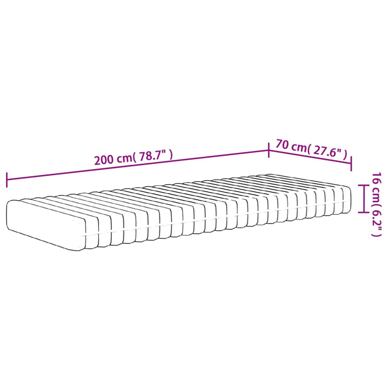Schuimmatras middelzacht 70x200 cm