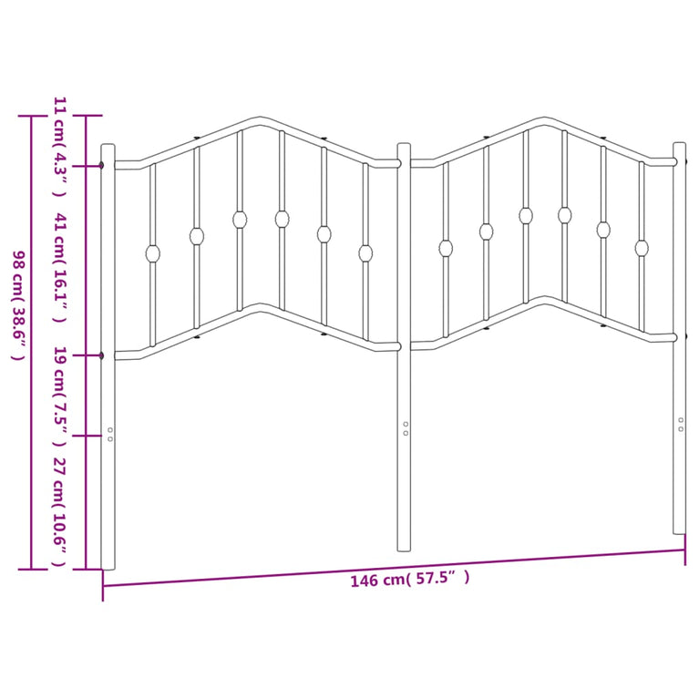 Hoofdbord 140 cm metaal zwart