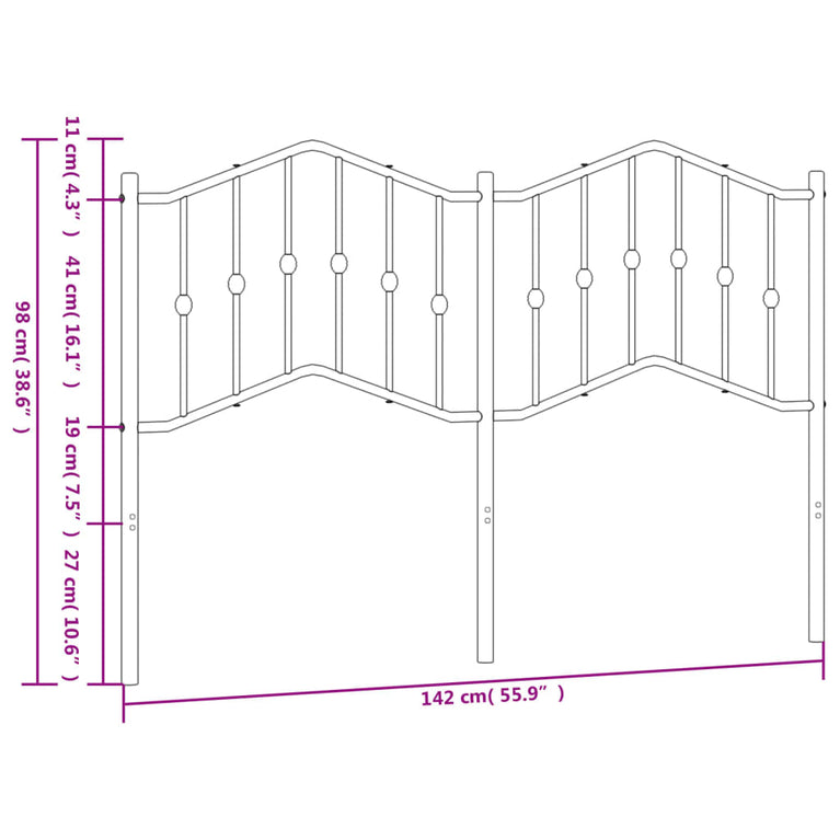 Hoofdbord 135 cm metaal wit