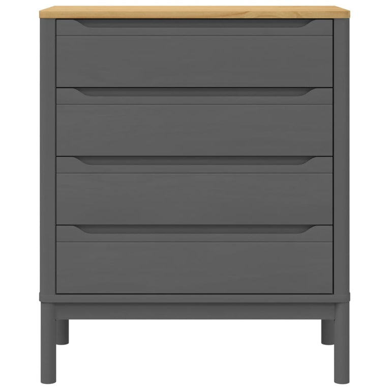 Ladekast FLORO massief grenenhout grijs