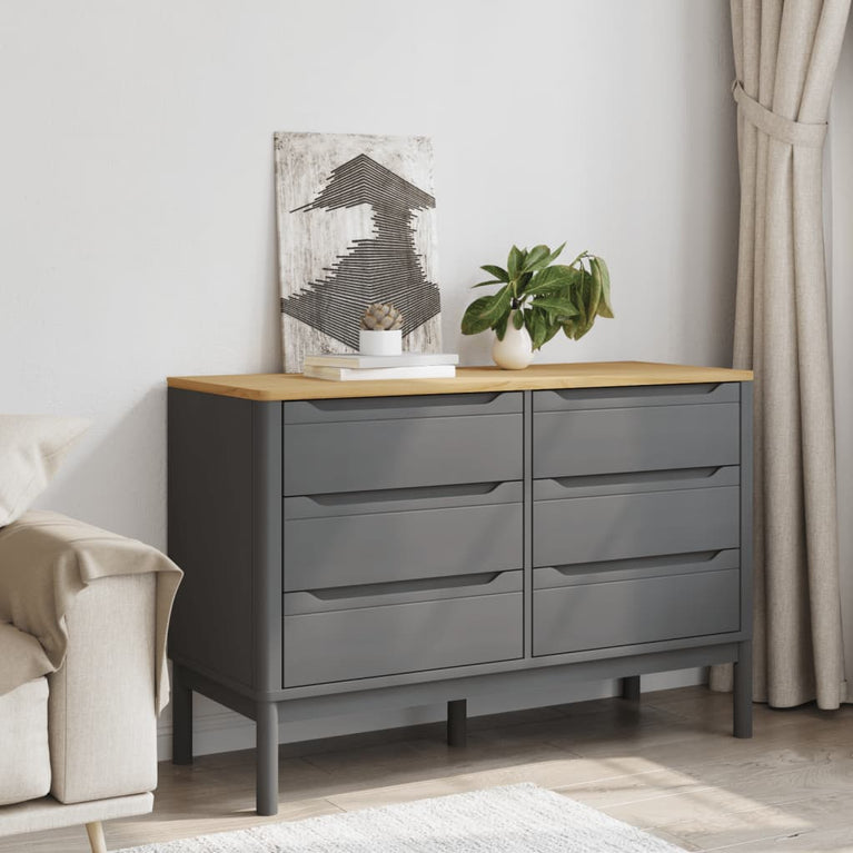 Ladekast FLORO massief grenenhout grijs