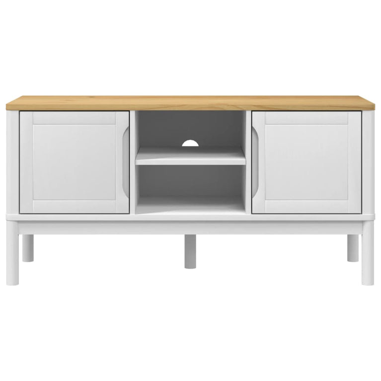 Tv-meubel FLORO 114x43x55 cm massief grenenhout wit