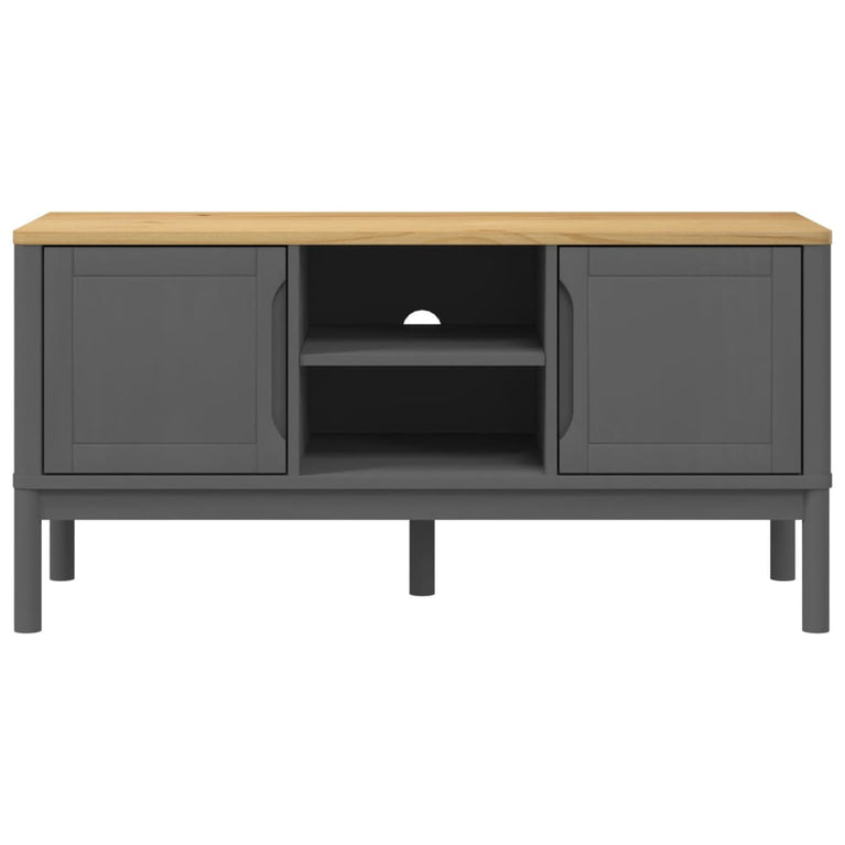 Tv-meubel FLORO 114x43x55 cm massief grenenhout grijs