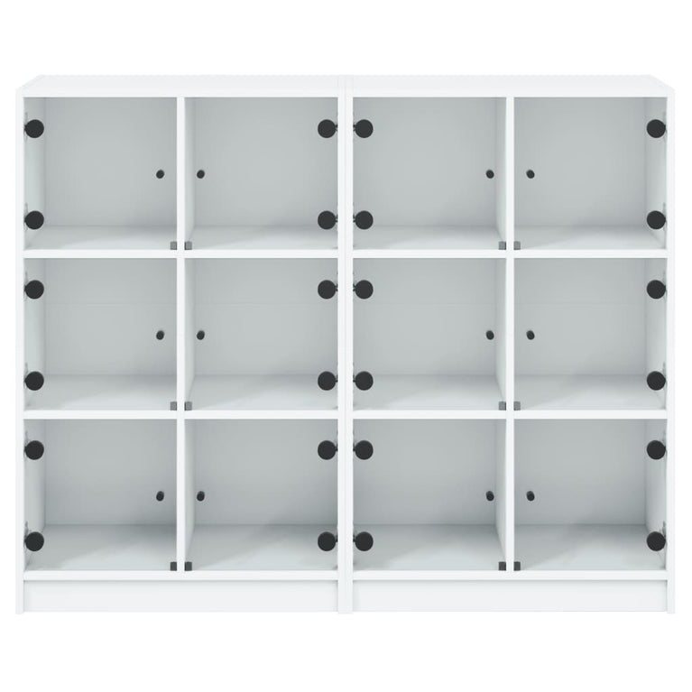 Boekenkast met deuren 136x37x109 cm bewerkt hout wit