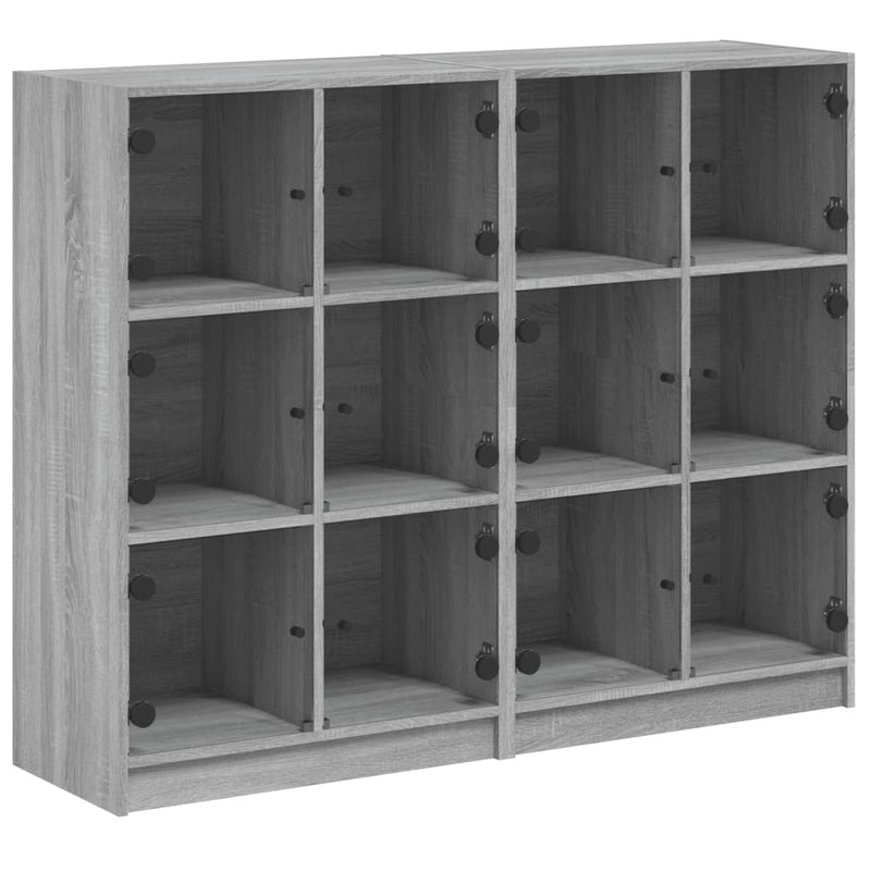 Boekenkast met deuren 136x37x109 cm hout grijs sonoma eiken