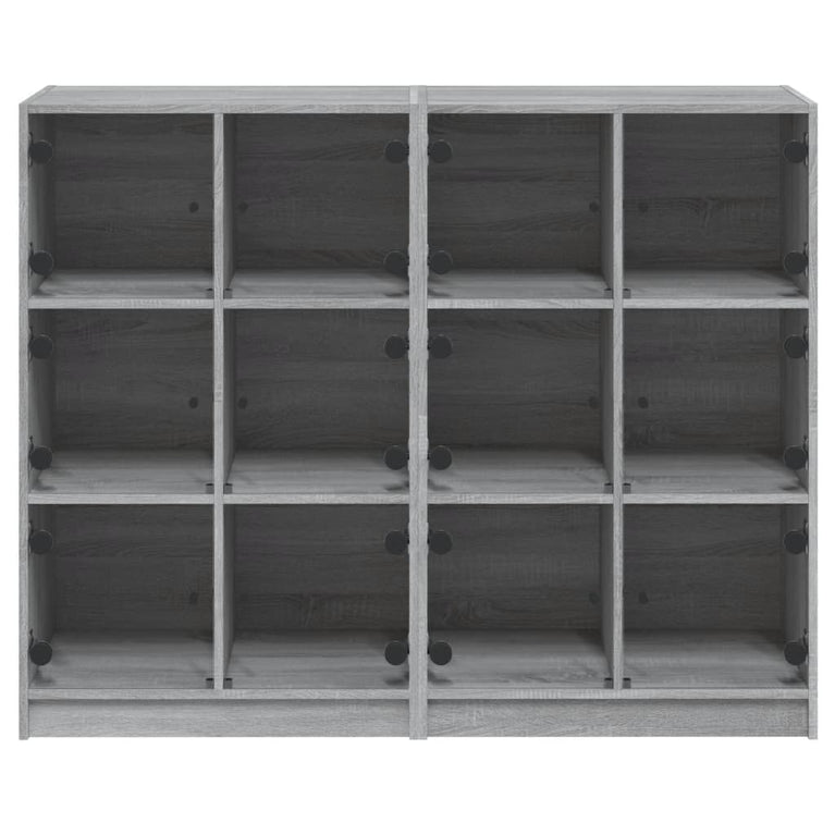 Boekenkast met deuren 136x37x109 cm hout grijs sonoma eiken