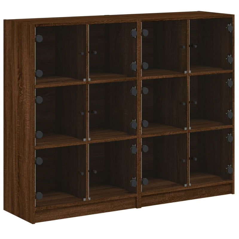 Boekenkast met deuren 136x37x109 cm hout bruineikenkleurig