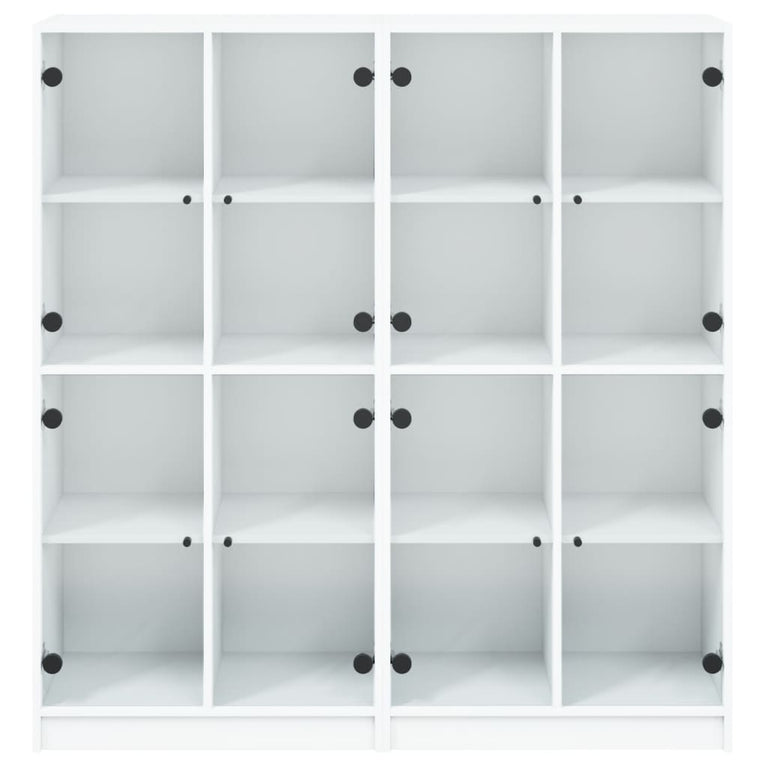 Boekenkast met deuren 136x37x142 cm bewerkt hout wit