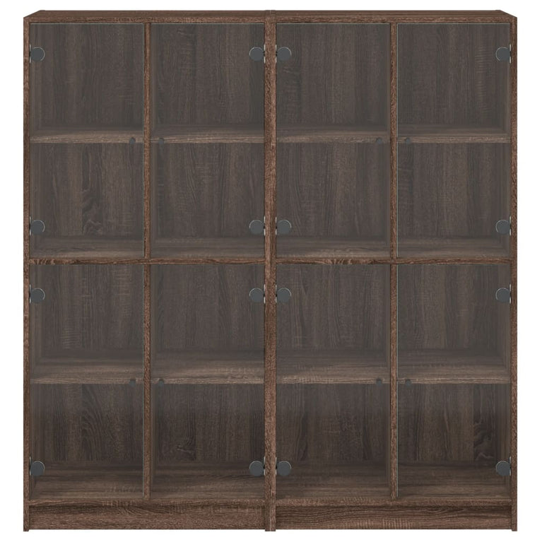 Boekenkast met deuren 136x37x142 cm hout bruineikenkleurig