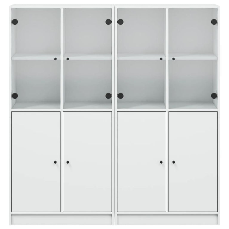 Boekenkast met deuren 136x37x142 cm bewerkt hout wit
