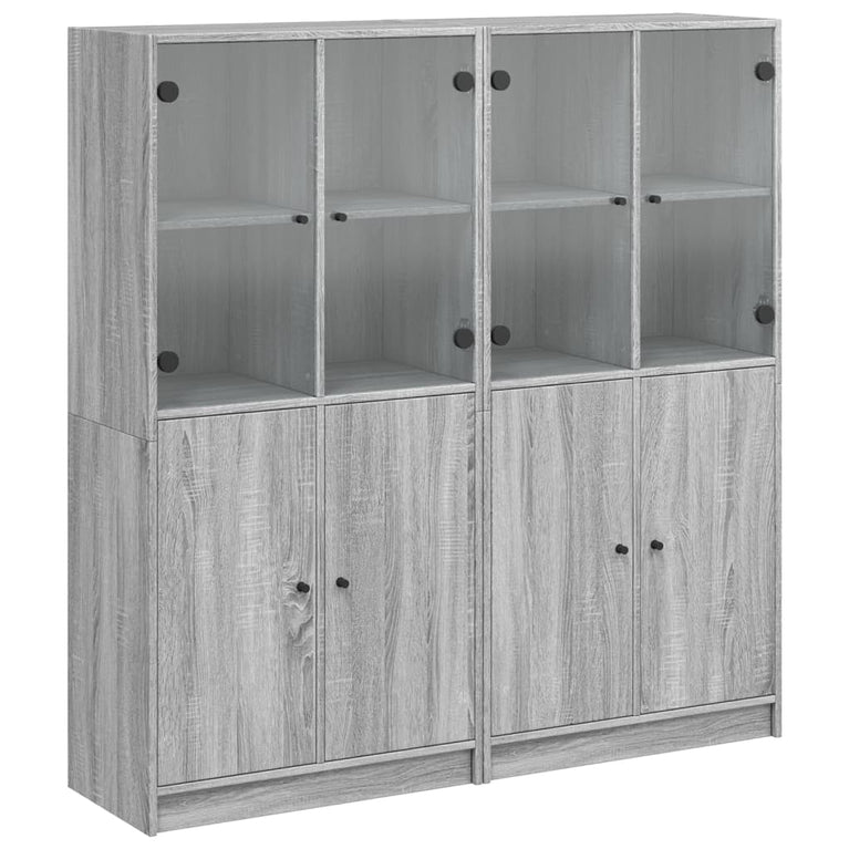 Boekenkast met deuren 136x37x142 cm hout grijs sonoma eiken