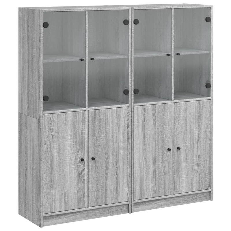 Boekenkast met deuren 136x37x142 cm hout grijs sonoma eiken
