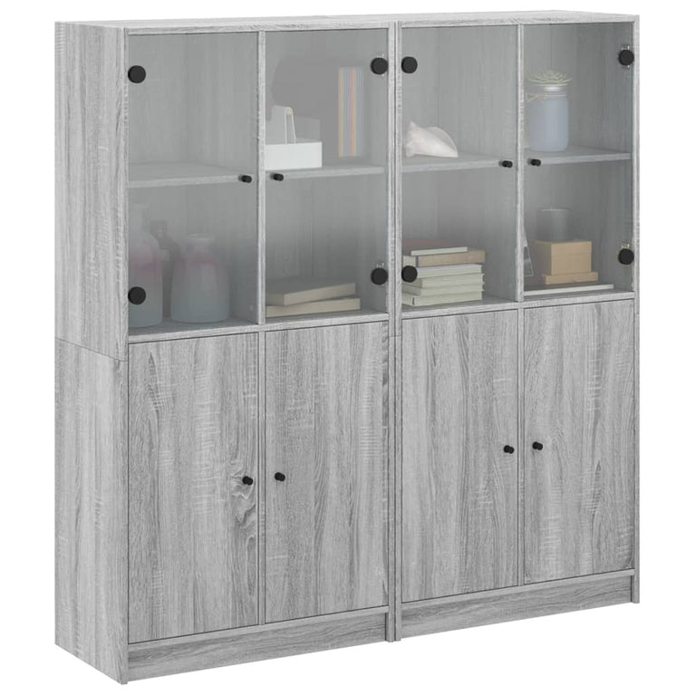 Boekenkast met deuren 136x37x142 cm hout grijs sonoma eiken