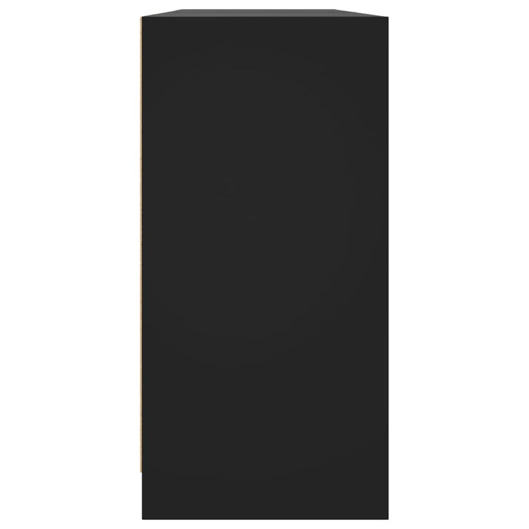 Boekenkast met deuren 204x37x75 cm bewerkt hout zwart